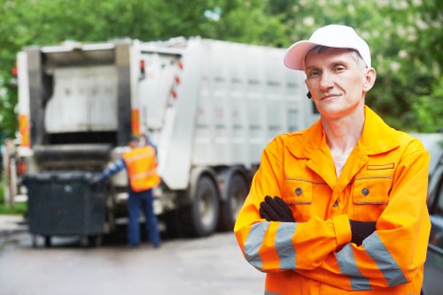 Business professionals discussing waste management