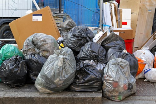 Recycling bins and waste sorting in an office